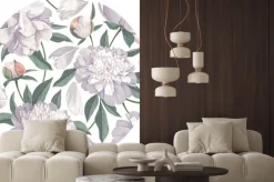 Naklejka: Białe okrągłe piwonie