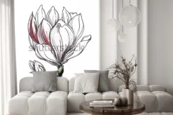 Naklejka: Biały magnoliowy tropikalny kwiatu okwitnięcie na białym tle.