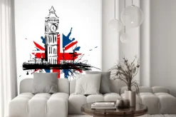 Naklejka: Big ben na tle brytyjskiej flagi