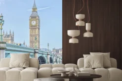 Naklejka: Big ben z westminster bridge i rzeki tamizy w londynie