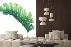 Naklejka: Big tropikalna liścia monstera zakładu. ręcznie rysowane akwarela