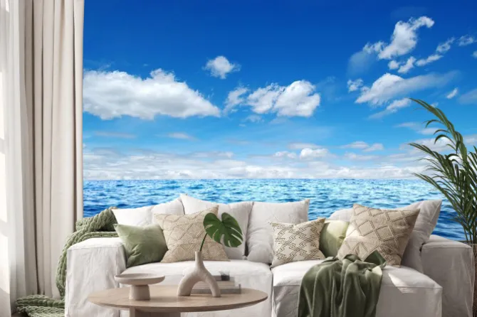 Naklejka: Błękitne morze powierzchni wody