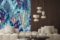 Naklejka: Błękitnego liścia wektorowa bezszwowa ilustracja