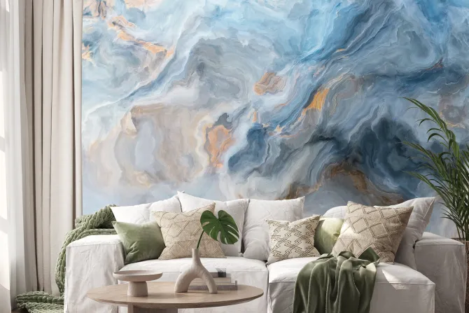 Naklejka: Błękitno szary marmurowy wzór