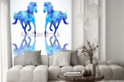 Naklejka: Błękitny kształt konia geometryczne kształty