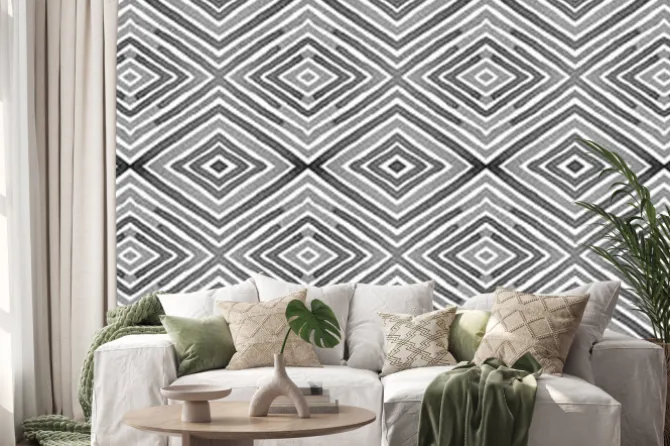 Naklejka: Black and white seamless border scroll. geometric