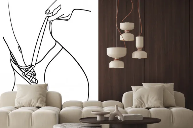 Naklejka: Black line silhouettes of female body in underwear. - vector