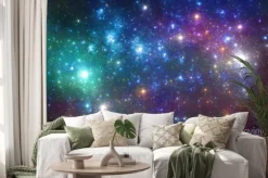 Naklejka: Blue and purple stars background