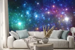 Naklejka: Blue and purple stars background