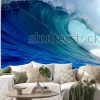 Naklejka: Blue surfing wave