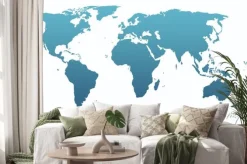 Naklejka: Blue world map