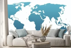 Naklejka: Blue world map