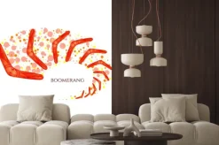 Naklejka: Boomerang w ruchu. imitacja akwareli. boomerang jako symbol australii.