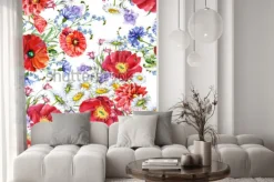 Naklejka: Bouquets meadow flowers, watercolor, pattern seamless