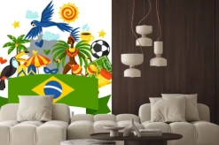 Naklejka: Brazylia tle stylizowane obiektów i symboli kulturowych