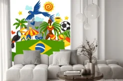 Naklejka: Brazylia tle stylizowane obiektów i symboli kulturowych