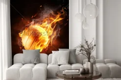 Naklejka: Bright flamy symbol on the black background