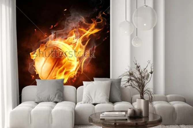 Naklejka: Bright flamy symbol on the black background