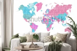 Naklejka: Brokatowa mapa świata