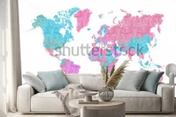 Naklejka: Brokatowa mapa świata