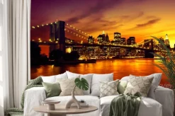 Naklejka: Brooklyn bridge o zachodzie słońca