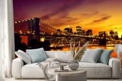 Naklejka: Brooklyn bridge o zachodzie słońca