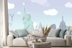 Naklejka: Buildings and the statue of liberty
