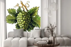 Naklejka: Bukiet dojrzałych winogron zielonych, akwarela ilustracji, wyciągnąć