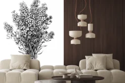 Naklejka: Bukiet kwiatów lawendy, grawerowanie kwiatowy wektor wzór