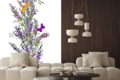 Naklejka: Bukiet lawendy z kolorowymi motylami