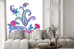 Naklejka: Bukiet paisley, akwarela skład orientalni wzory na białym tle,