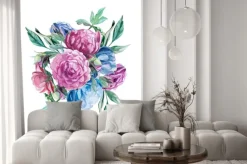 Naklejka: Bukiet piwonii izolować na białym tle