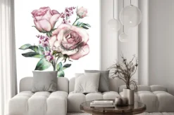 Naklejka: Bukiet różowych róż w stylu akwarelowym