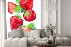 Naklejka: Całe i pokrojone truskawki
