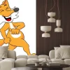 Naklejka: Cartoon fuchs spazieren geht glücklich