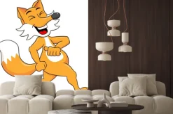 Naklejka: Cartoon fuchs spazieren geht glücklich