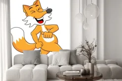 Naklejka: Cartoon fuchs spazieren geht glücklich