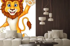 Naklejka: Cartoon zabawny lew falowanie