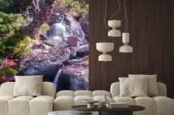 Naklejka: Cascada y viejo abedul, serra dos ancares, lugo, galicja