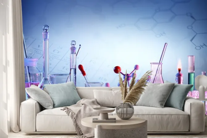 Naklejka: Chemiczne naczynia w laboratoryjnym