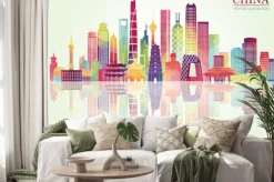 Naklejka: Chiny skyline szczegółowe sylwetki. ilustracji wektorowych