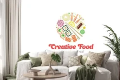 Naklejka: Chiński japoński sushi sashimi seafood logo projektu.