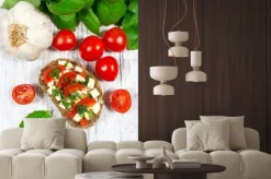 Naklejka: Ciabatta z pomidorami, mozzarellą i bazylią.