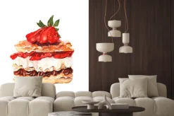 Naklejka: Ciasto z jagodami wyciągnąć akwarela. projektowanie banerów i