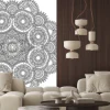 Naklejka: Circle lace black and white ornament, round ornamental geometric