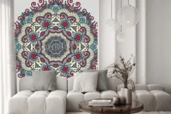 Naklejka: Circle lace ornament, round ornamental geometric doily pattern