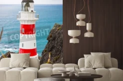 Naklejka: Close-up z pięknej latarni morskiej na przylądku palliser, północnej