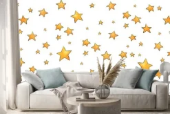 Naklejka: Collection of stars style sketch cartoon watercolor.