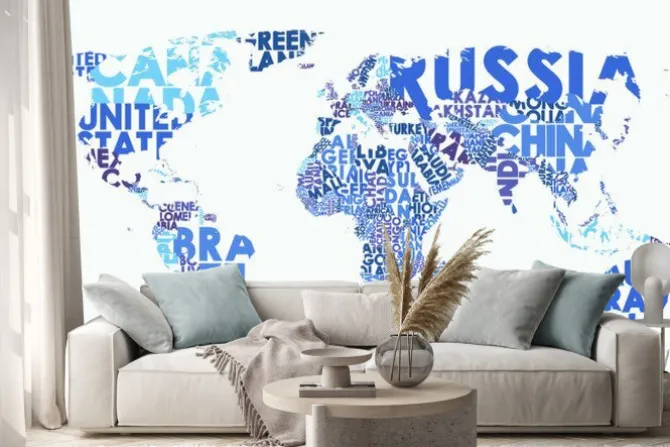 Naklejka: Color political map of the world consisting of country names,