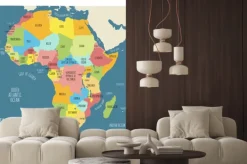 Naklejka: Colorful hand drawn political map of africa.